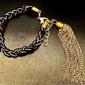 Elegant Black and Gold Braided Bracelet